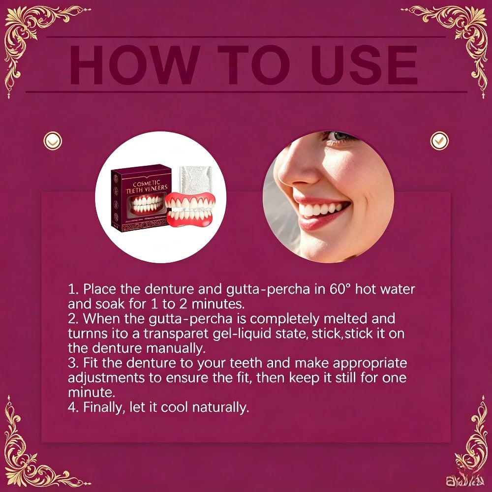 Silicone Gel Smile Veneers Upper & Lower Cosmetic Teeth Cover Comfort Fit Instant Natural Fake Teeth Braces Oral Care