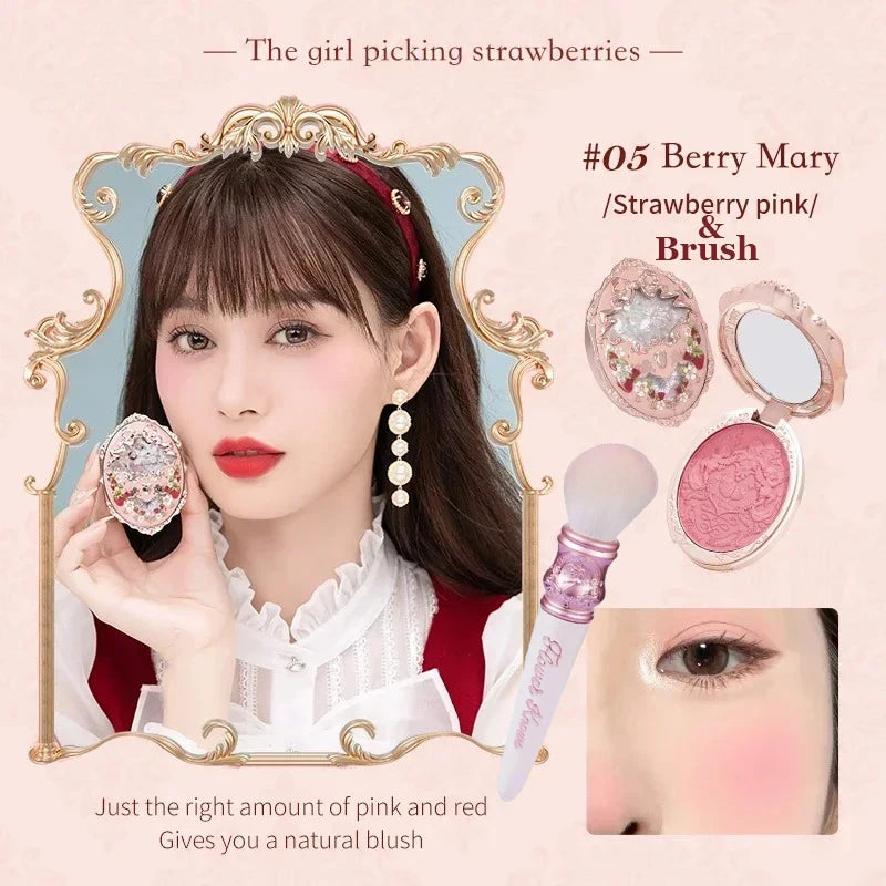 Tidesmit Flower Knows Strawberry Rococo embossed blush texture close-up for long-lasting smooth face makeup