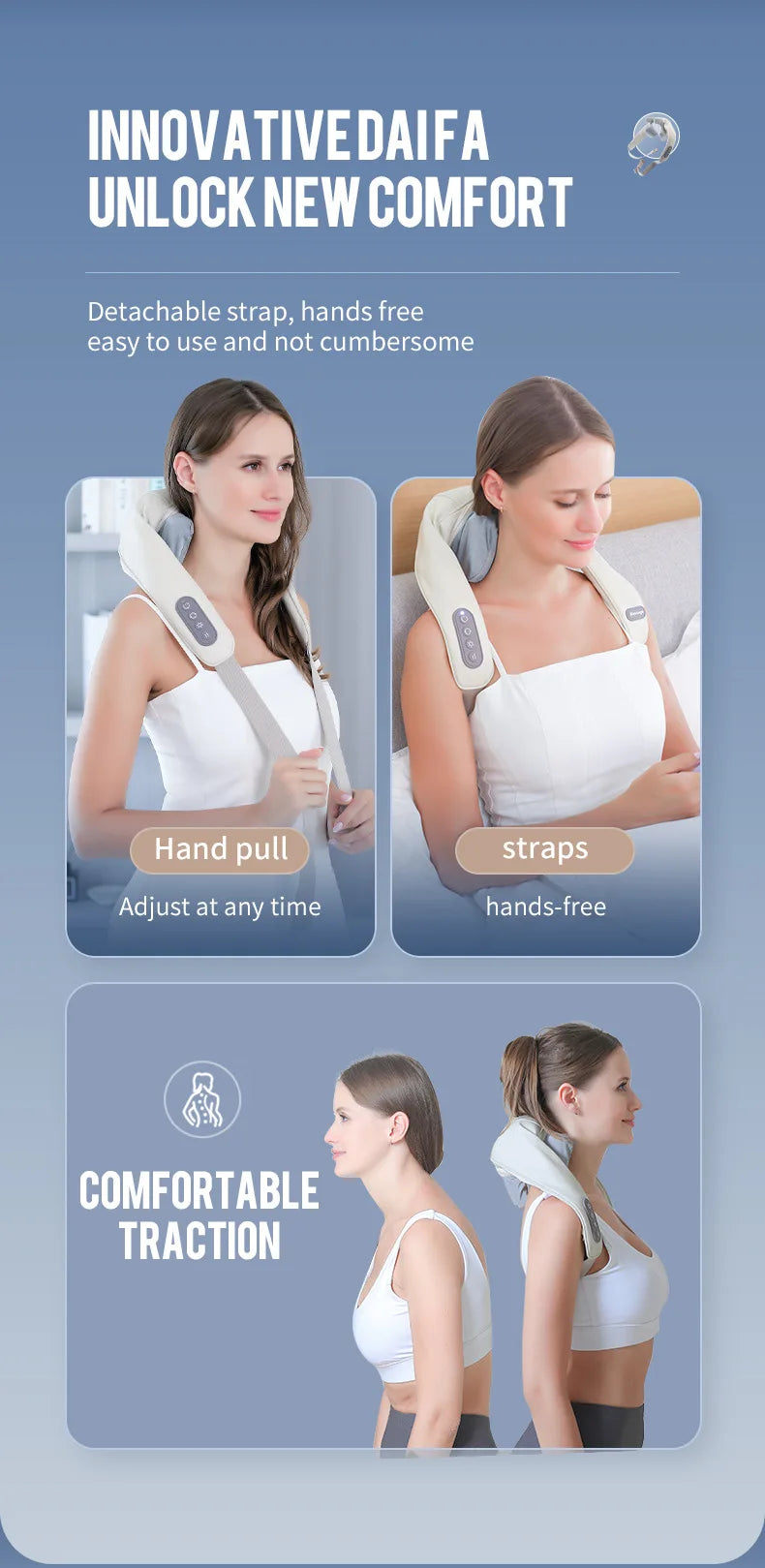 Electric Neck and Shoulder Massager - Cordless Deep Tissue Heat Therapy Body Shaping Massage Equipment Tidesmit