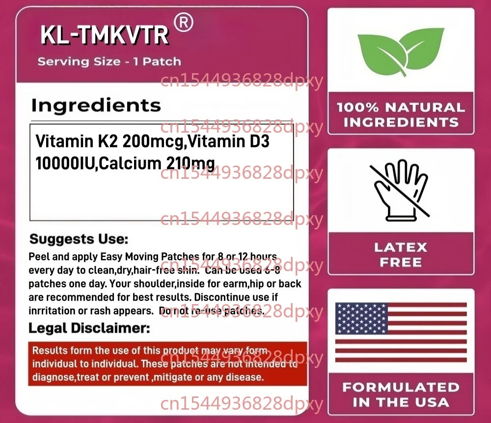 Tidesmit Vitamin K2 D3 Calcium Transdermal Patches for Heart and Immune Health, 30-Pack Supplement