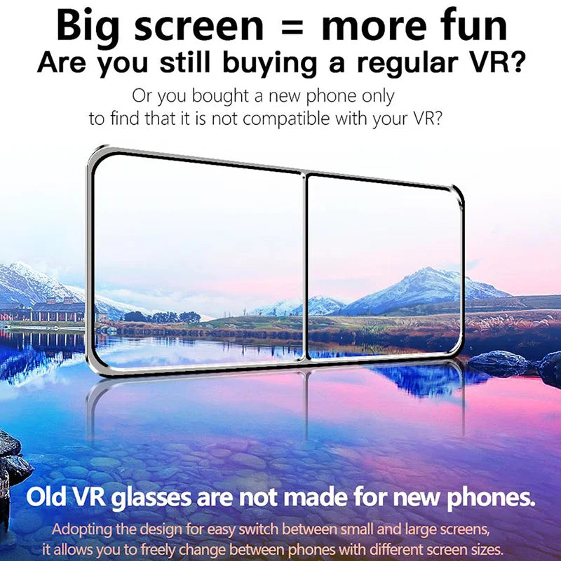 VR Headset for Smartphone - Wide Angle 3D Glasses with Spatial Audio Tidesmit