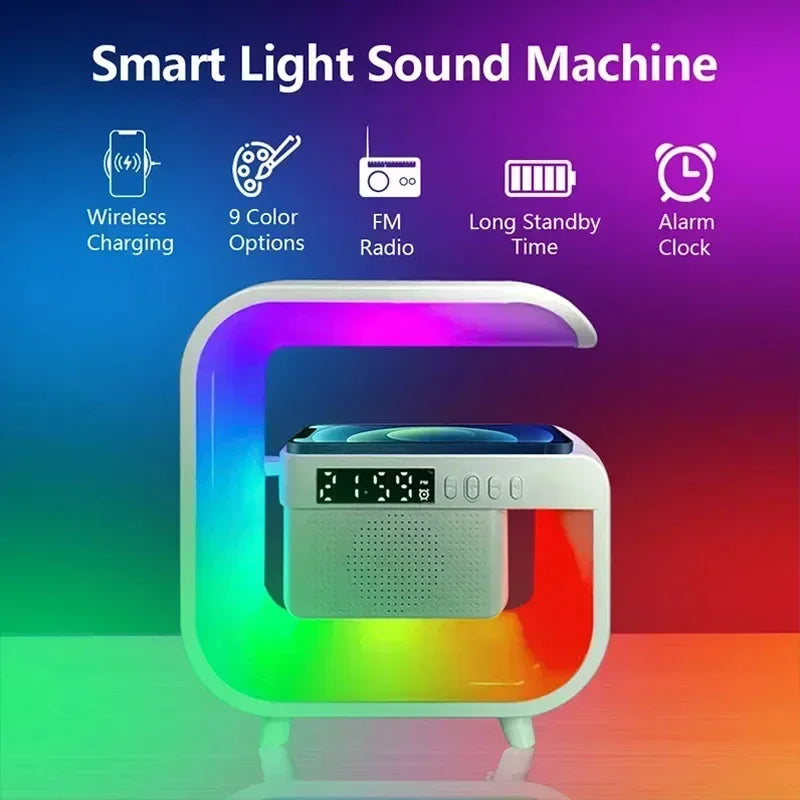 Portable Bluetooth Speaker with RGB Light, Wireless Charging & FM Radio Tidesmit