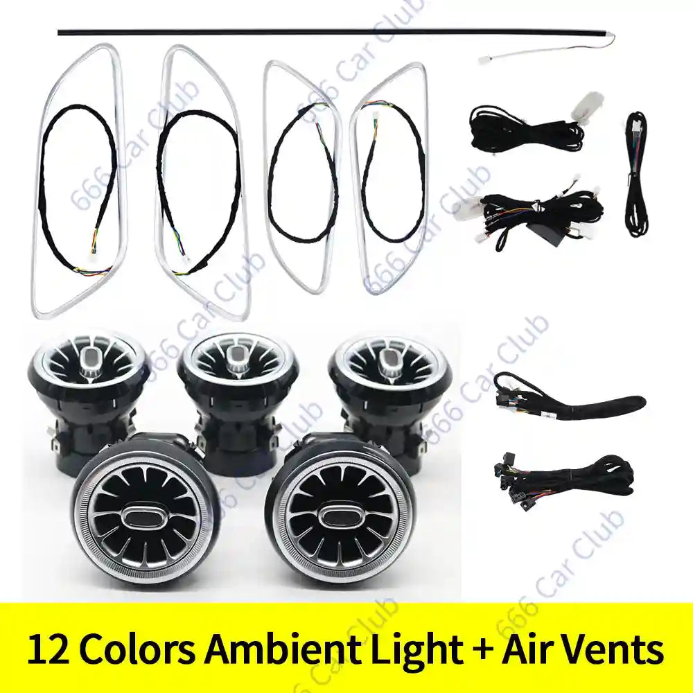 Mercedes-Benz Ambient LED Turbine Vents, 12-Color Interior Lighting Kit Tidesmit