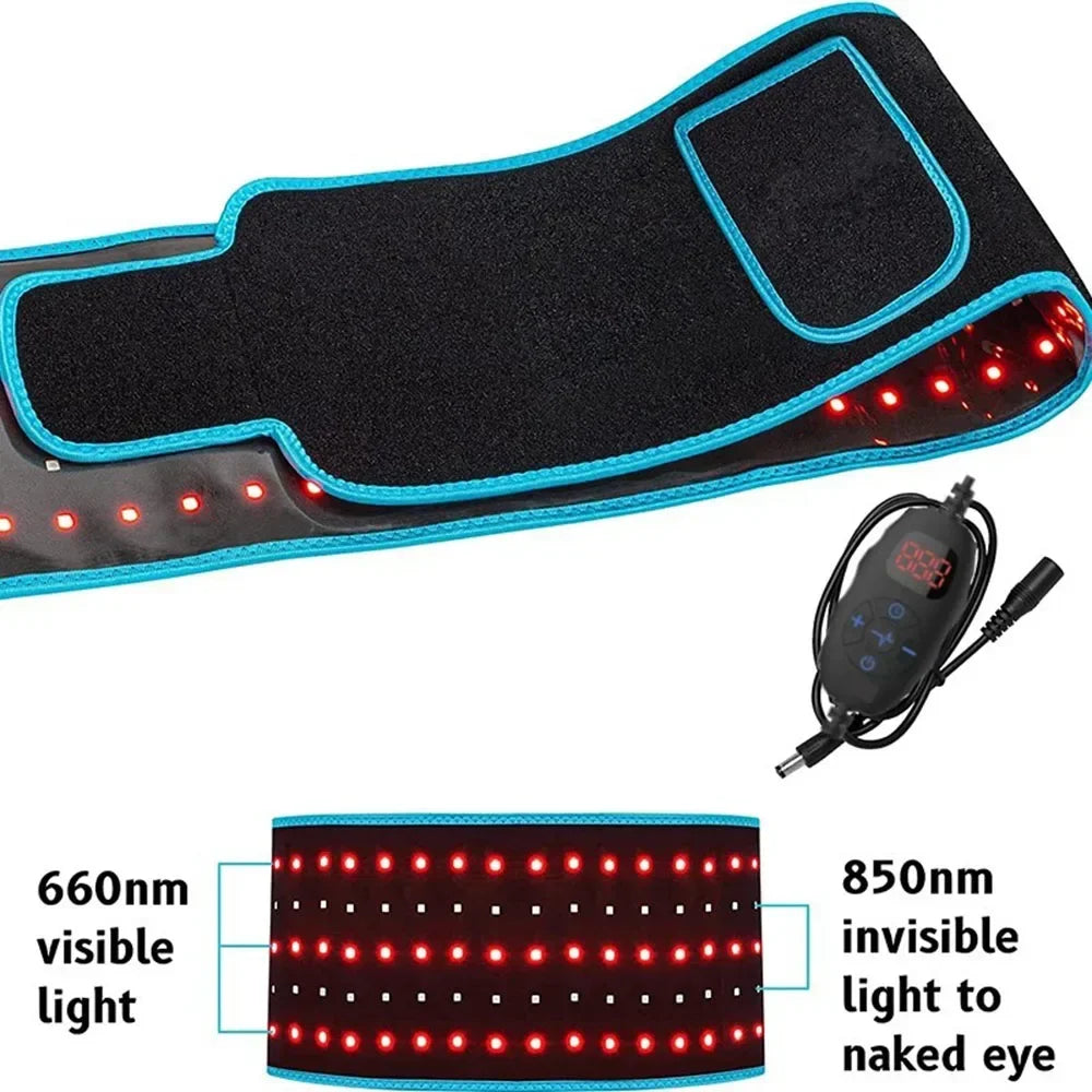 Red ＆Infrared LED Light Therapy Belt 850nm 660nm Back Pain Relief Wrap Burn Fat Belt Slimming Machine Waist Heat Pad Full Body