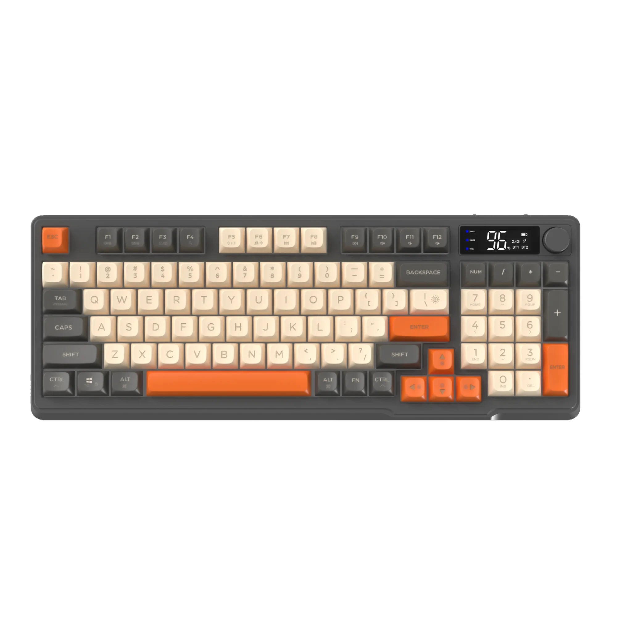 ZIYOU LANG Wireless Gaming Keyboard with Display Screen & Knob, Bluetooth/2.4GHz Quiet Membrane Keyboard, 3000mAh Rechargeable