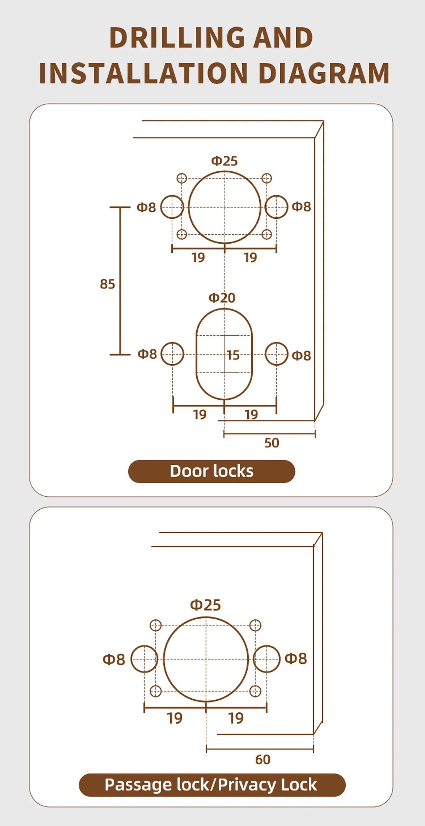 DOOROOM Brass Door Lock Set Modern Knurled Matte Black Interior Door Lock Decorative Lock Privacy Lock Passage Lock