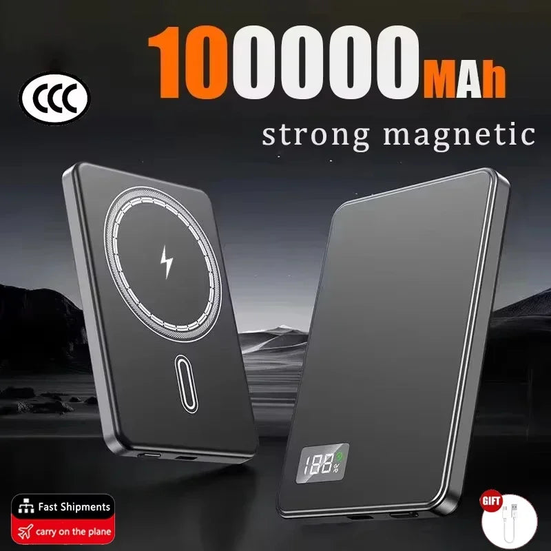 Tidesmit Magnetic Wireless Power Bank | Fast Charging Portable Charger Grey 100000mAh Tidesmit