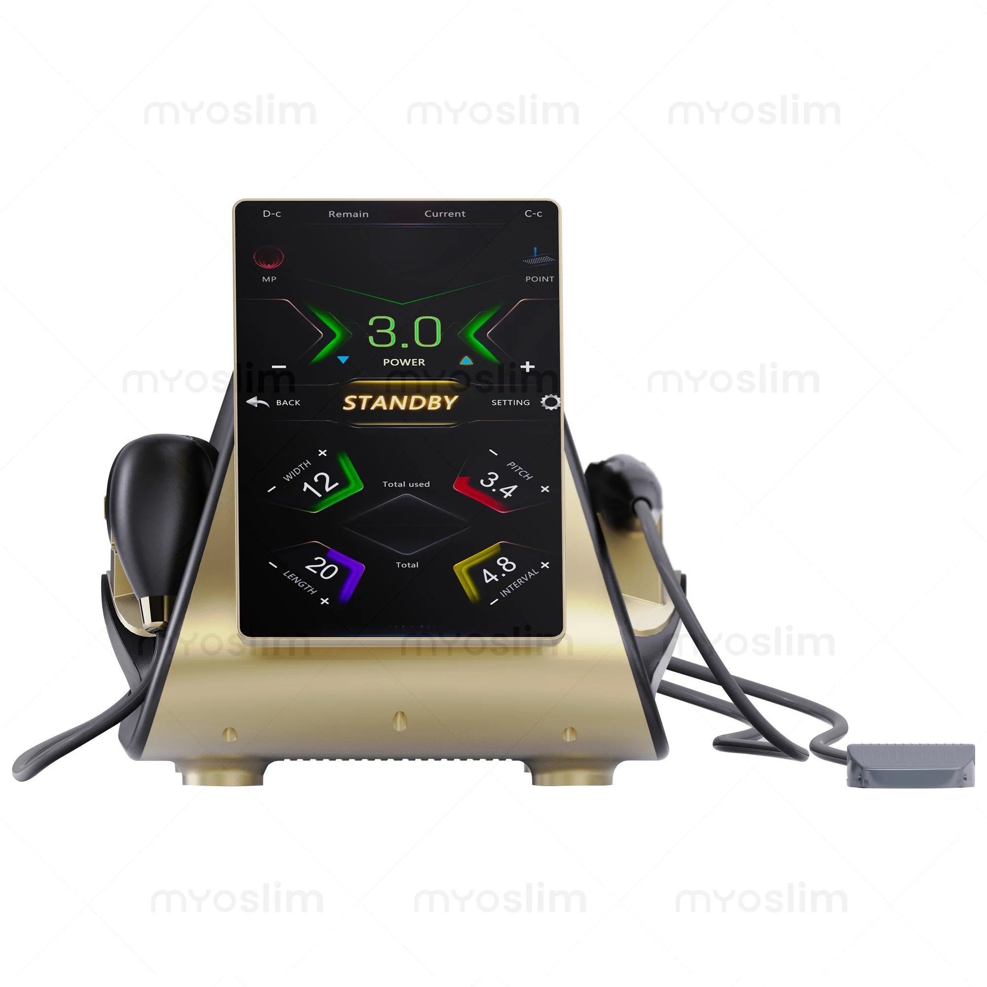 22D MAX HIFU facial tightening and slimming machine with golden base, touchscreen display, and attached handpieces.