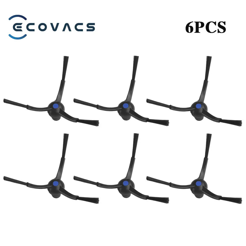 6-pack replacement side brushes for robot vacuum, black arms with blue center hubs