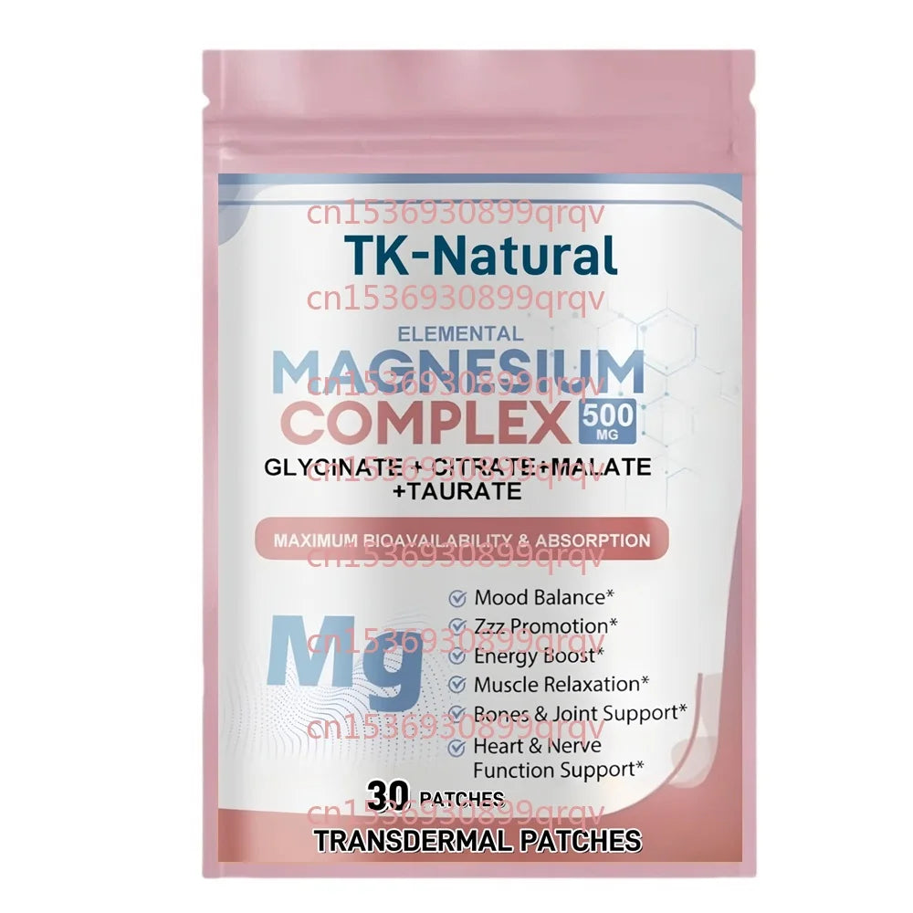 30 Patches Magnesium Glycinate, Malate, Taurate, Citrate Complex Transdermal Patches for Balanced Wellness and Relaxation