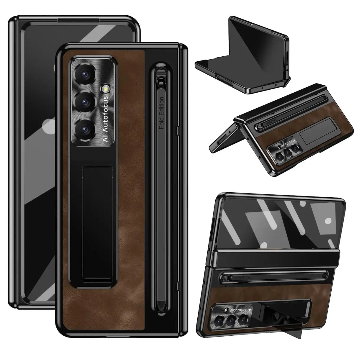 Samsung Galaxy Z Fold 7 Case with S Pen Holder and Kickstand Coffee China Mainland Tidesmit