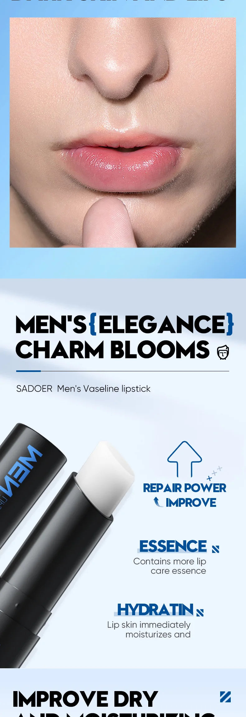 Mens Lip Treatment Balm - Moisturizing Vitamin E Repair by Tidesmit Lip Care Tidesmit