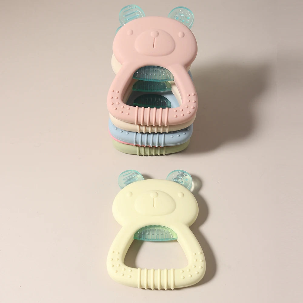 Cartoon Baby Silicone Bear Teether Food Grade Safe Teether Cute Ease Teeth Pain Toy Teething Gift Oral Care