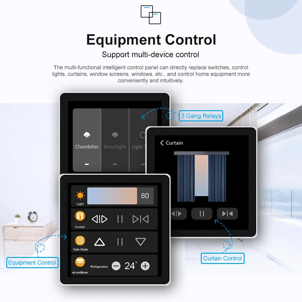 Smart Wall Switch 4 Inch Zigbee Touch Screen Control Panel for EU Homes Tidesmit