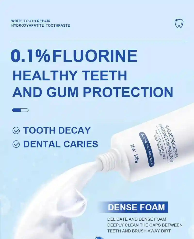 Tidesmit 120g hydroxyapatite whitening toothpaste for plaque removal, gum health, and fresh breath.