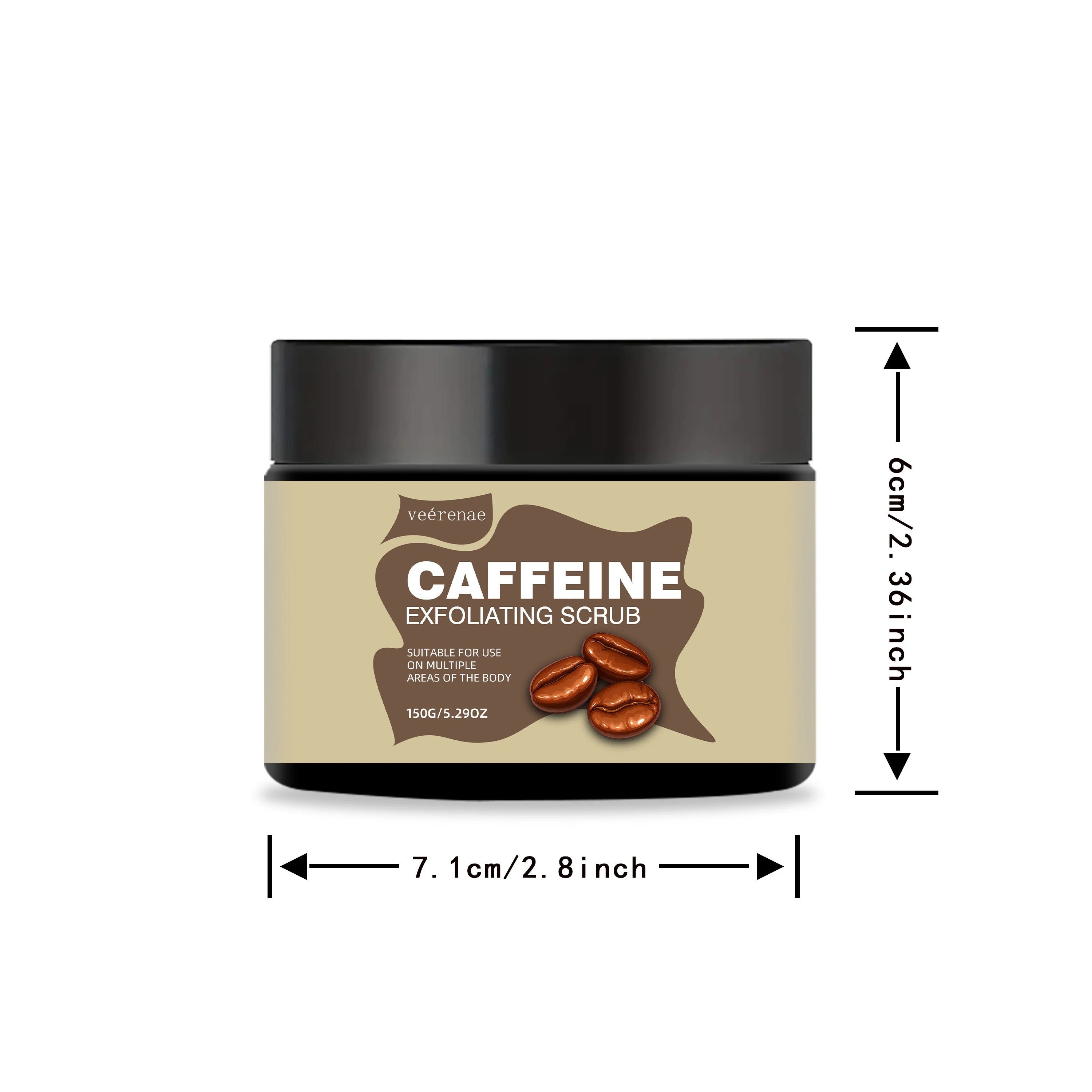 Caffeine Exfoliating Scrub: Natural Non-Sticky Ice Cream Polish Scrubs Treatments 150g Tidesmit