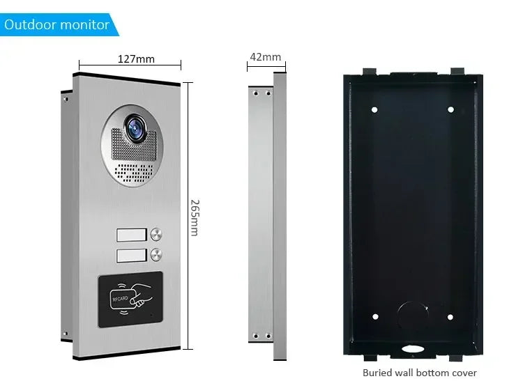 ANJIELO 7-inch 4-cable video door telephone system 2/3/4-unit multi-apartment intercom video doorbell with RFID card unlocking