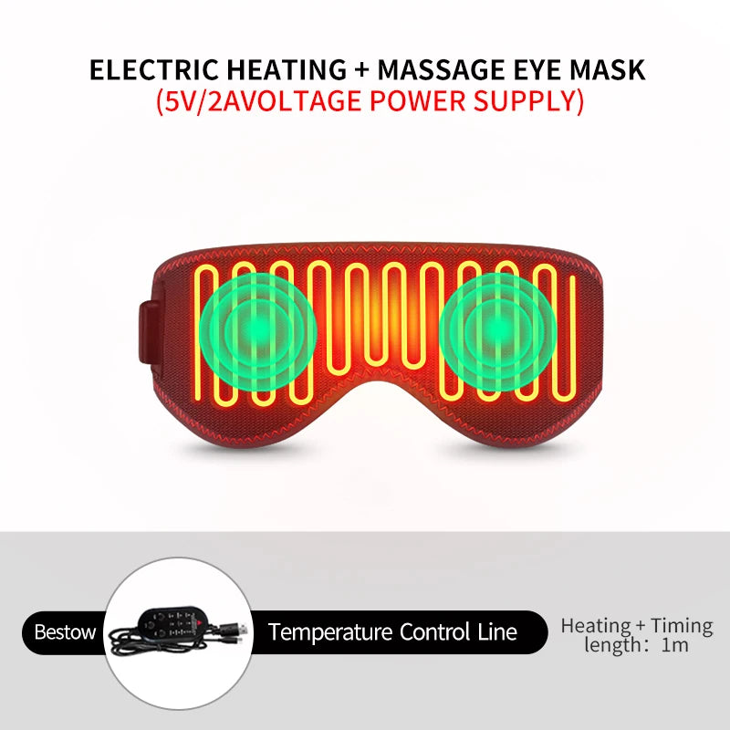 Electric Heated Massage Eye Mask for Eye Fatigue and Deep Relaxation Relaxation Treatment 5Massage Tidesmit