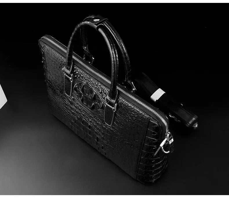 xipijiang new crocodile bag  business men  briefcase  men handbag  male  One-shoulder  Double zipper