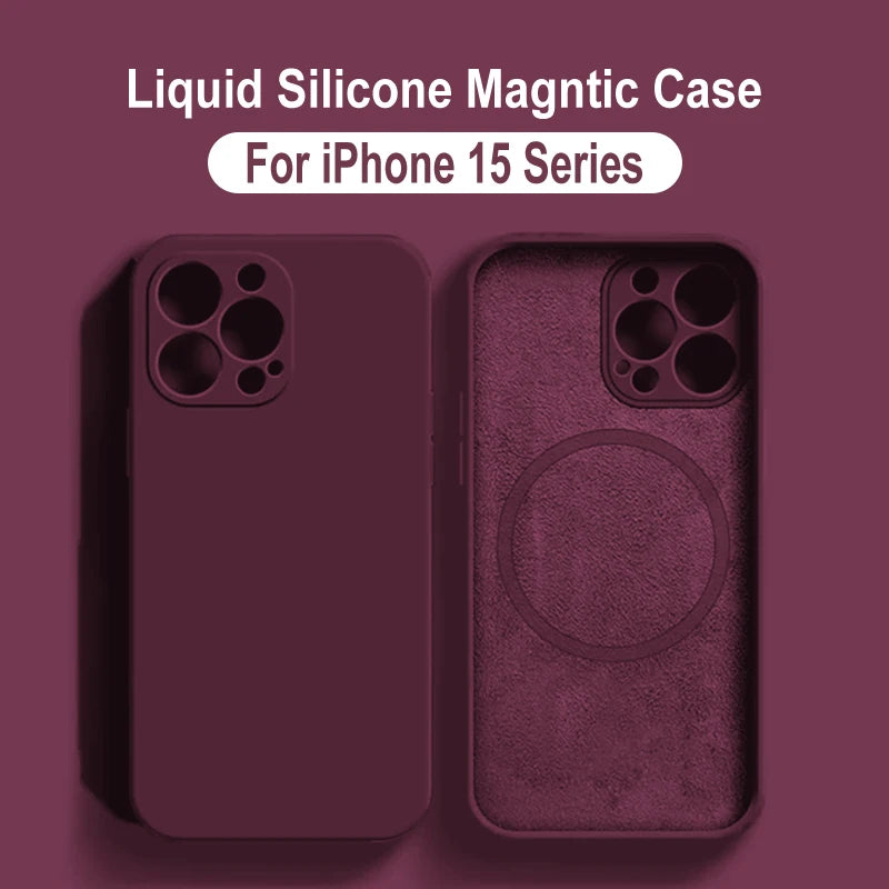 Magnetic iPhone 15 Pro Max Case: Slim Fit Shock-Absorbing Liquid Silicone Tidesmit