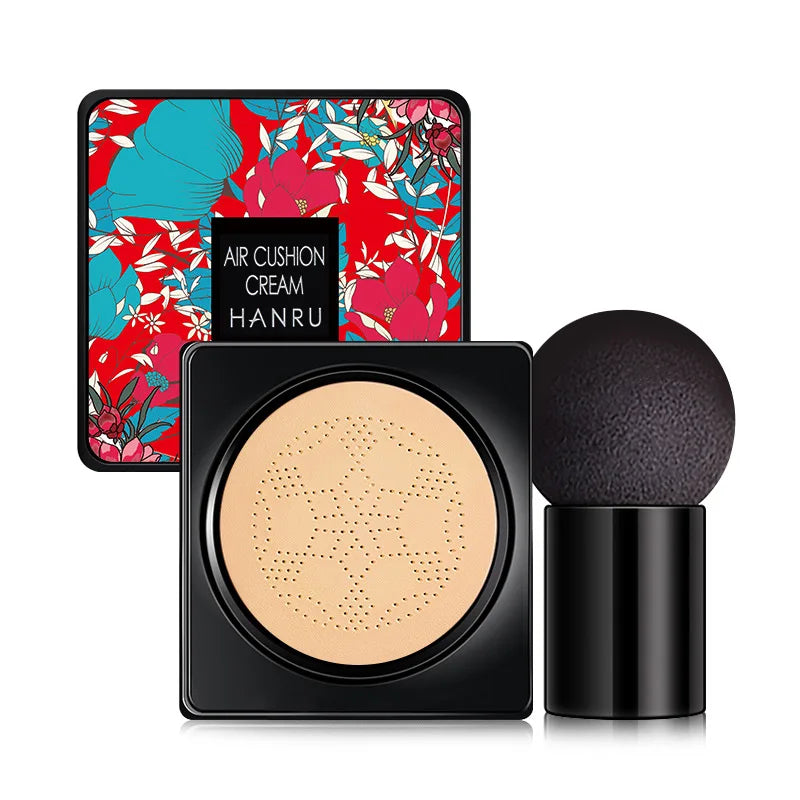 Tidesmit mushroom air cushion BB cream texture close-up showing moisturizing foundation and full coverage concealer
