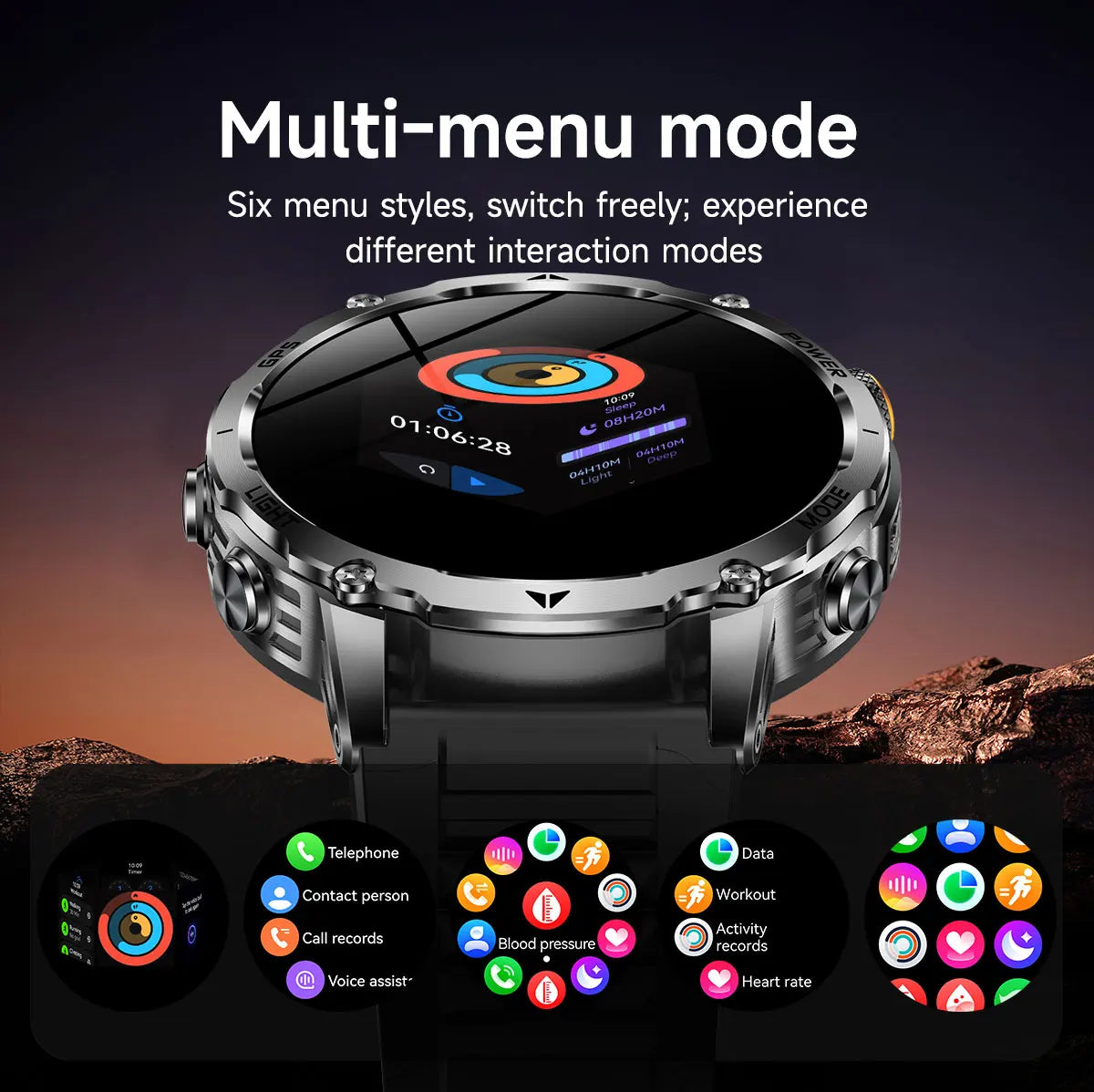 GPS Outdoor Military Smart Watch Men 1100mAh Large Battery Flashlight+SOS COMPASS Bluetooth Call 10ATM Waterproof Sports Watches