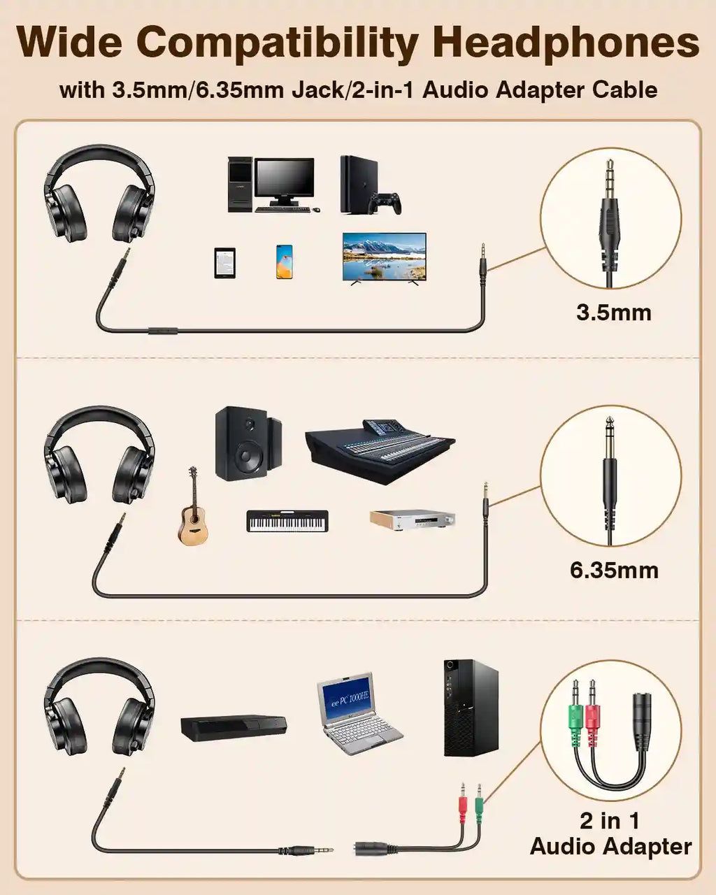Wired Studio Headphones - Hi-Res Audio Monitoring for Producers Tidesmit