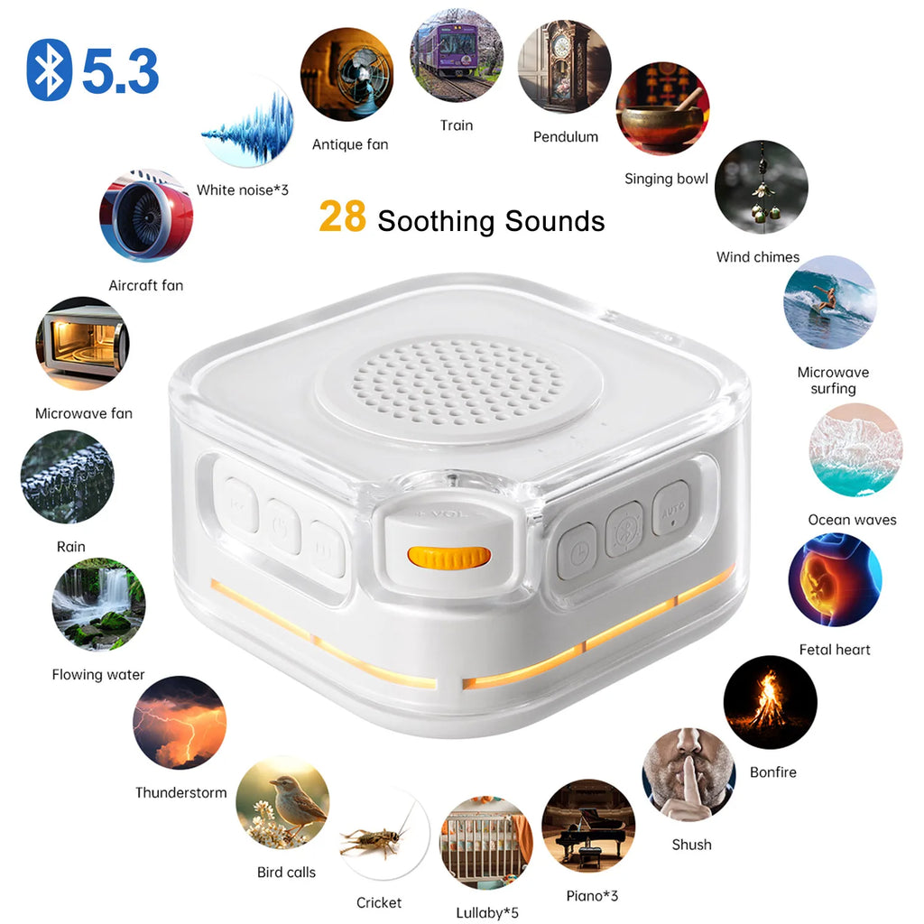 White Noise Machine with Bluetooth Function, Bluetooth Speaker, Sleep Aid Machine with Night Light for baby Adults