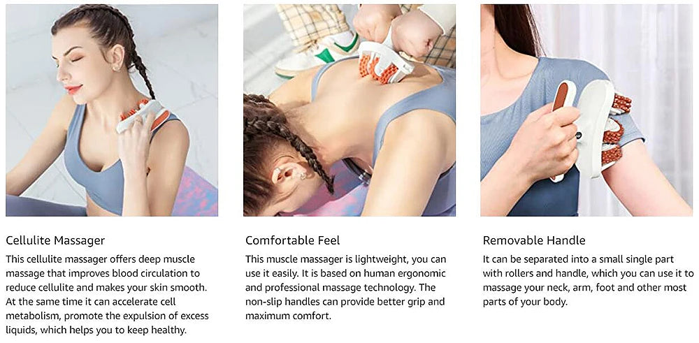 Anti Cellulite Massage Roller - Deep Tissue Muscle Relief & Tone Back Massage Instrument Tidesmit