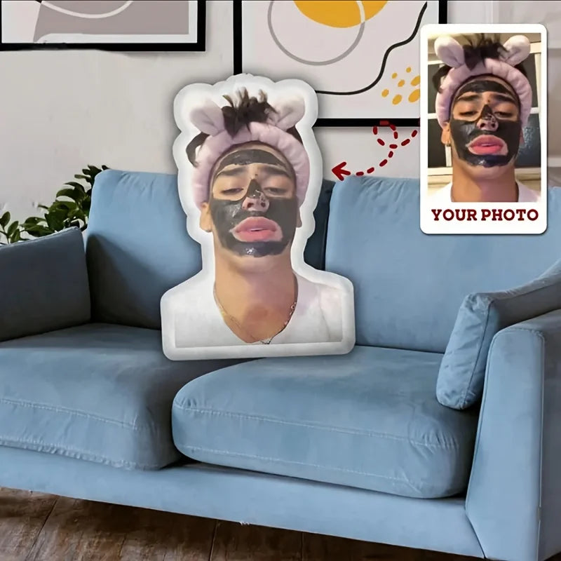 Personalized Photo Plush Pillow - Custom FaceBodyNameTextLogo - Upload Your Own Picture - Soft Fabric Cushion for Bed, Sofa, Car