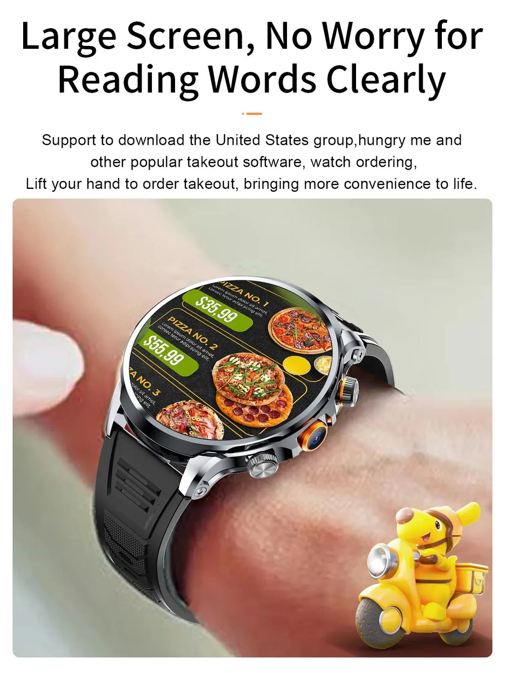 Smart Watch With 1.95 inch IPS 1100mah Battery 128GB ROM 500W Camera GPS WIFI Heart Rate APP Download Smartwatch Android 9.0
