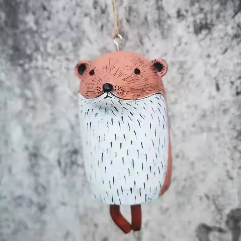 Cute resin hamster wind chime for rustic garden decor, a charming hanging animal pendant for outdoor spaces.