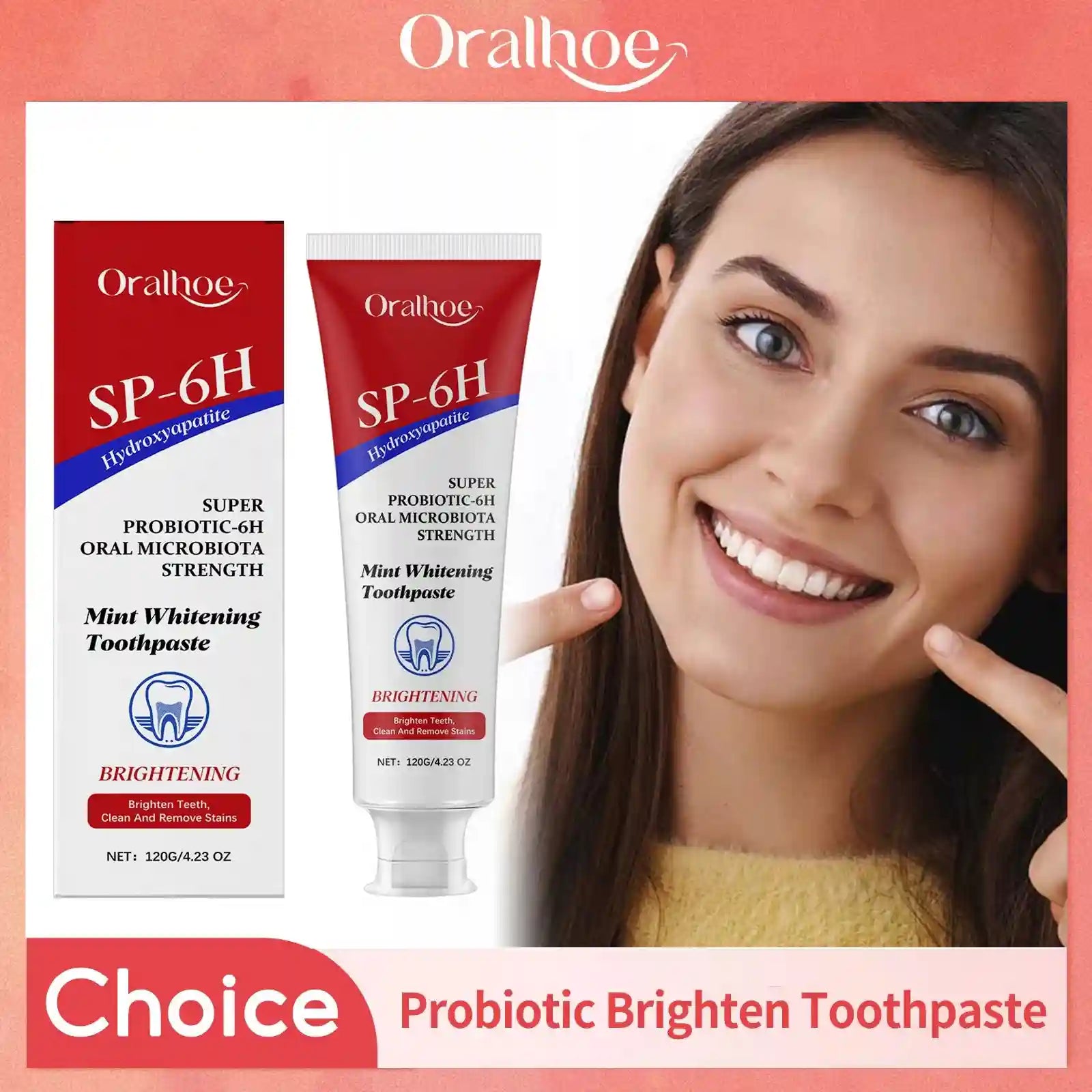 Tidesmit SP-6 Probiotic Toothpaste for teeth whitening, plaque removal, and fresh breath oral hygiene care.