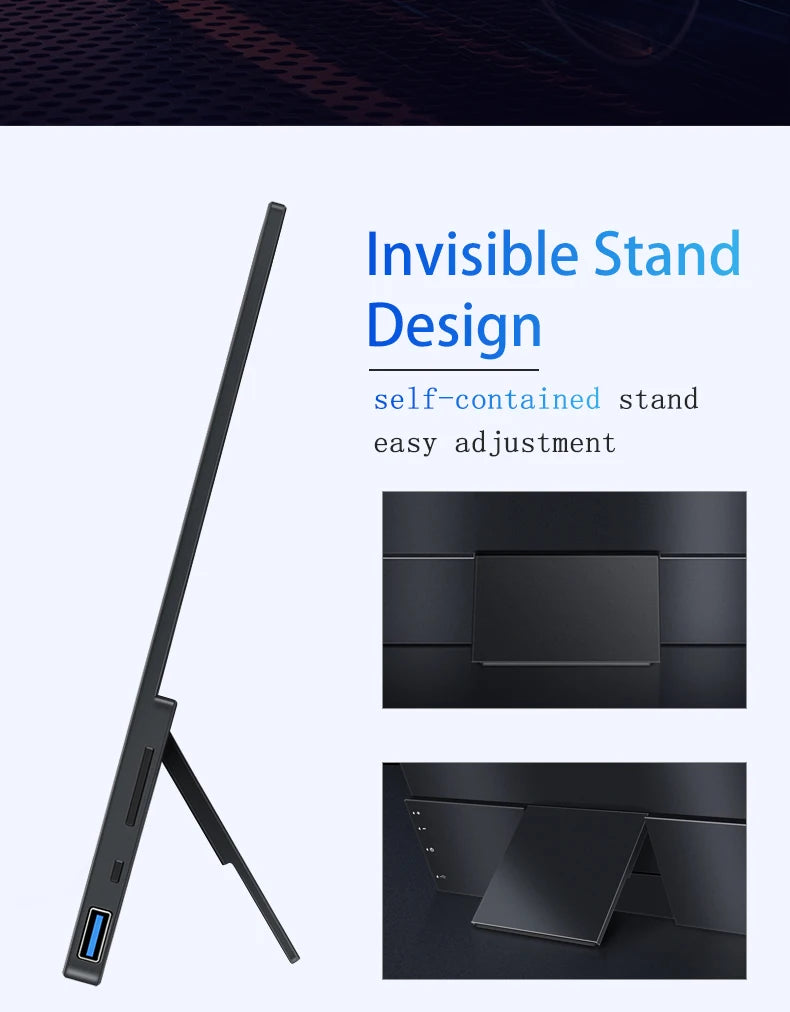 VCHANCE 16 Inch 2.5K Portable Monitor 16:10 2560*1600p 100%DCI-P3 500Nit Travel Second Gaming Display for Laptop Xbox Switch PS4