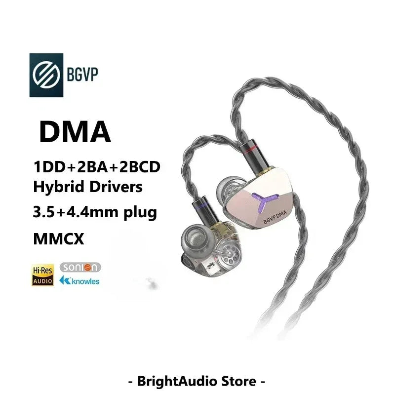 BGVP DMA Hybrid IEM Earphones | 1DD+2BA+2BCD Hi-Res Wired Audio | Tidesmit Tidesmit