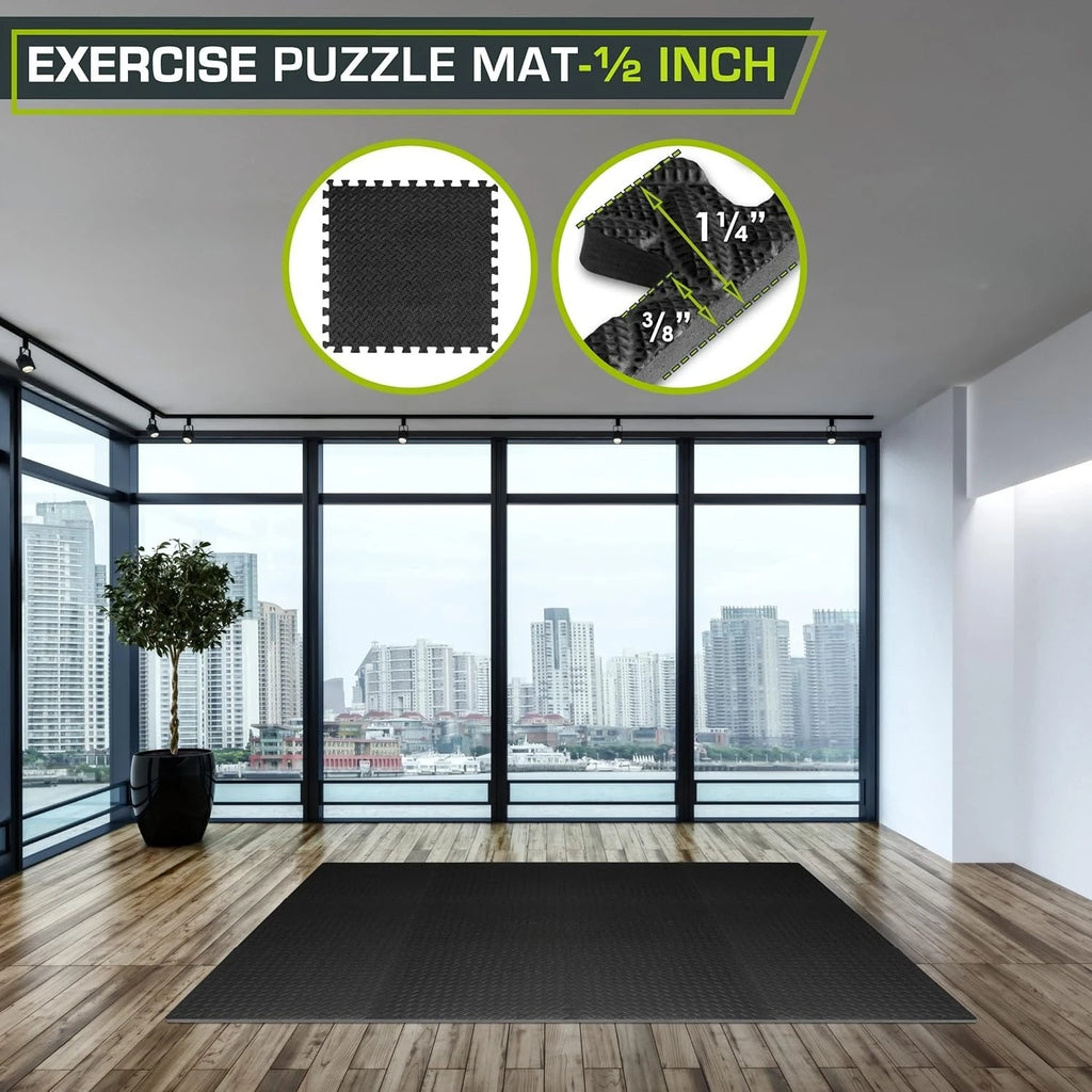 Interlocking Gym Flooring Mats 12Pcs EVA Foam Exercise Tile Set Back Massage Instrument Tidesmit