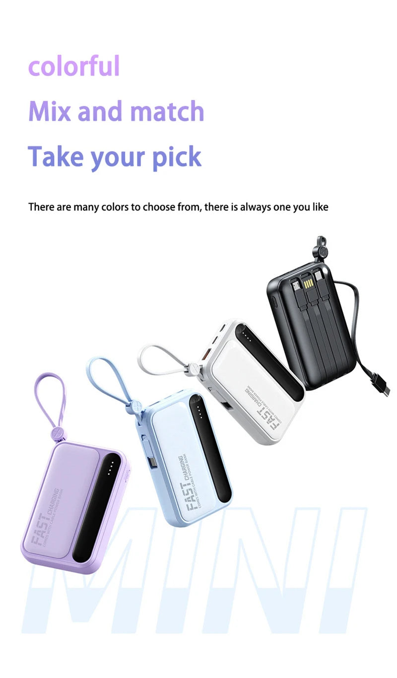 Portable Power Bank with Built-in Cables - Fast Charging 50000mAh Tidesmit