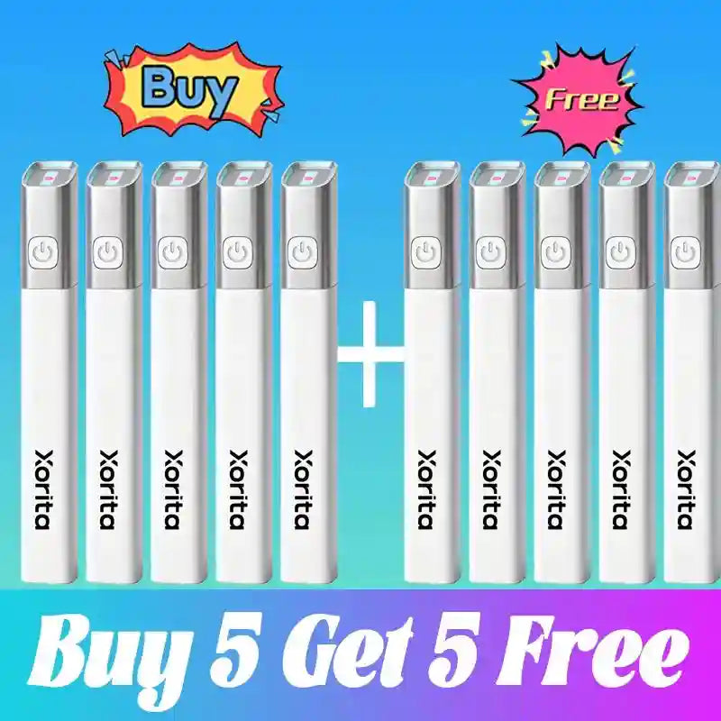 White laser plasma pen for skin tag and mole removal. Portable beauty device for freckles and pimples, 10-pack offer.