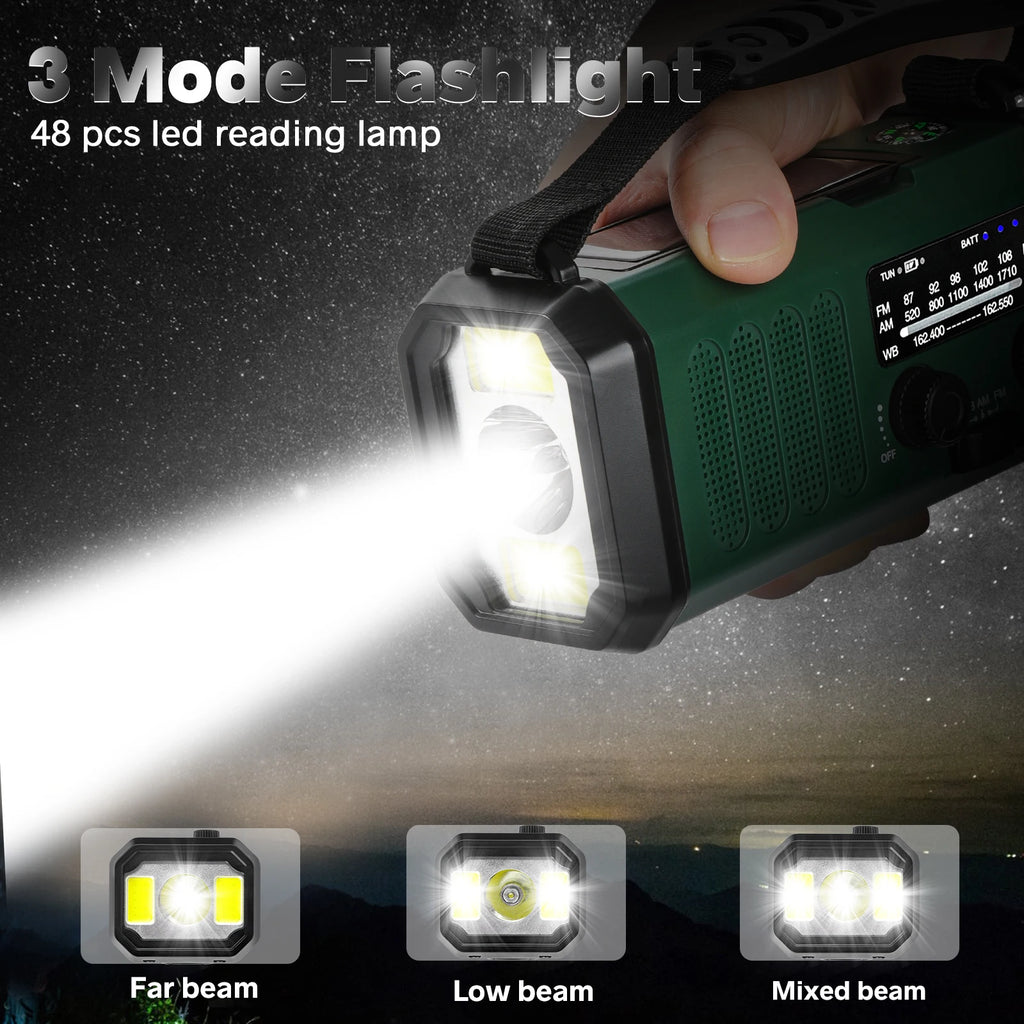 Woopker Radio XSY-330 10000mAh FM Emergency Radio Solar Hand Crank Generator AM/FM/NOAA LED Portable Radio SOS Alarm Power Bank