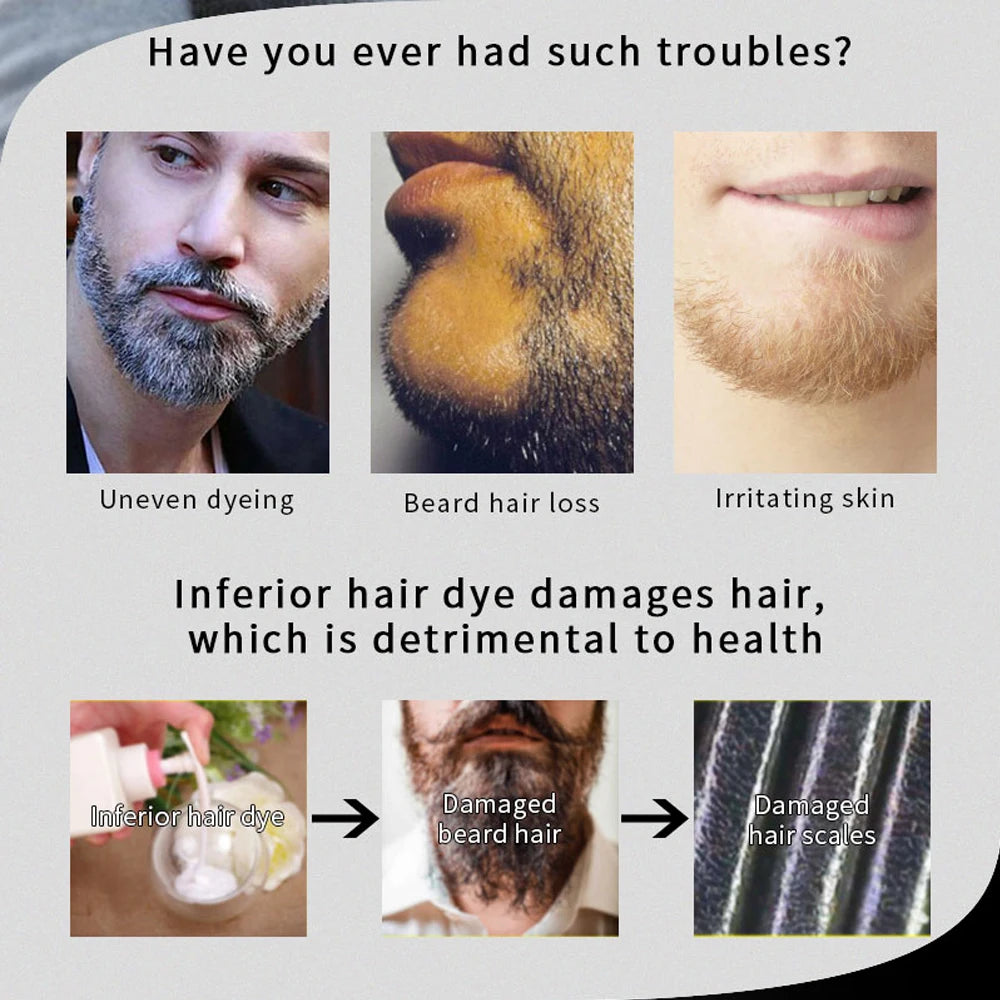 5pcs Instant Hair Dye Black Beard Shampoo for Men Natural Beard Coloring Temporary Blackening Moustache Shampoo Wash convenient