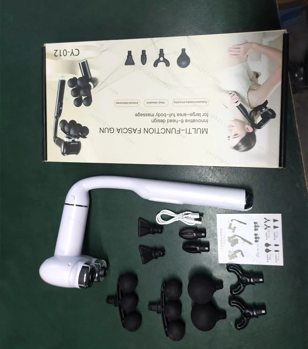 Fascia Gun 6-Head Percussive Therapy Deep Tissue Muscle Massager Fascia Gun Tidesmit