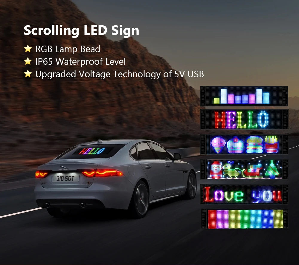 Programmable Car LED Matrix Panel | Flexible DIY Display Sign - Tidesmit Tidesmit