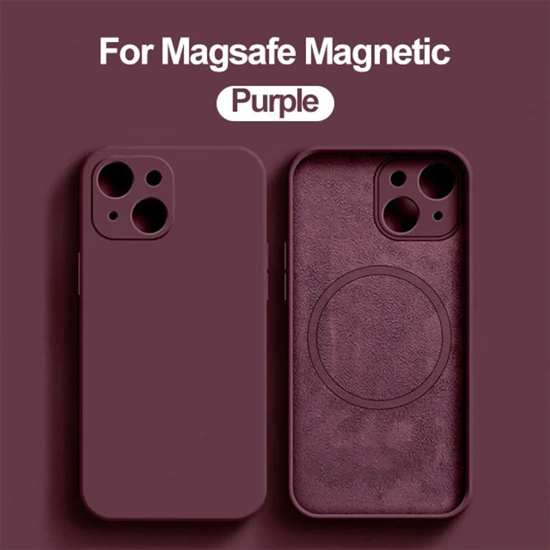 Magnetic iPhone 15 Pro Max Case: Slim Fit Shock-Absorbing Liquid Silicone Purple Tidesmit