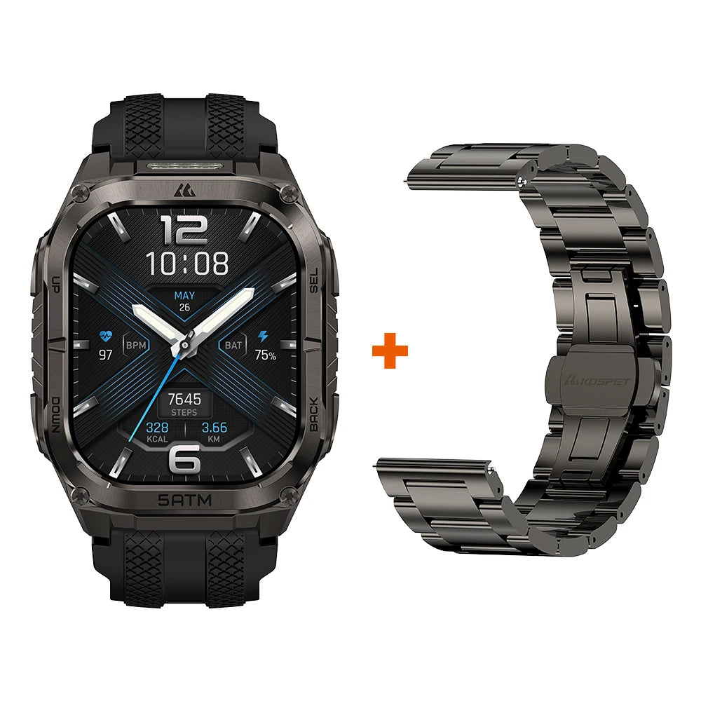 KOSPET TANK M4C Smartwatch for Men Tactical Outdoor Watch with Walkie-Talkie & GPS Military-Grade Durability 5ATM Waterproof