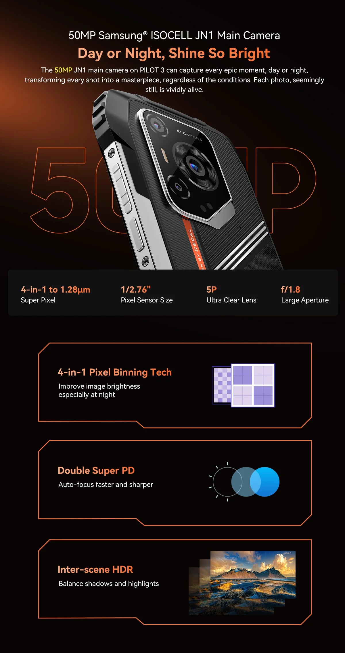 Blackview OSCAL PILOT 3 5G mobile phones AI Rugged Smartphone MTK 6300, 6.78" 2.4K Display 120Hz, 12GB 256GB, 7500Amh Phones