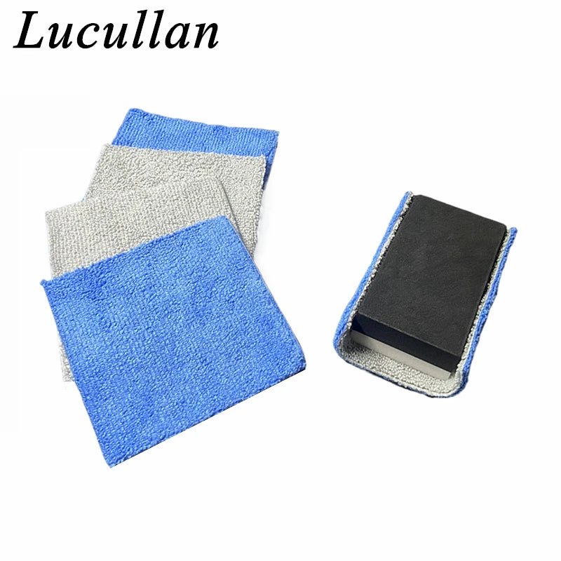Lucullan Portable Ceramic Coating Applicators Thick Cloth+ Foam Block with Double Side Hook and Loop