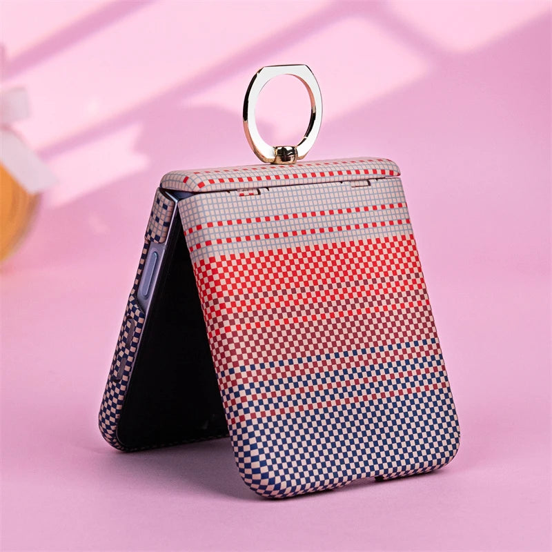 Samsung Galaxy Z Flip 7 Case | Carbon Fiber Magnetic Ring Stand Pink Tidesmit