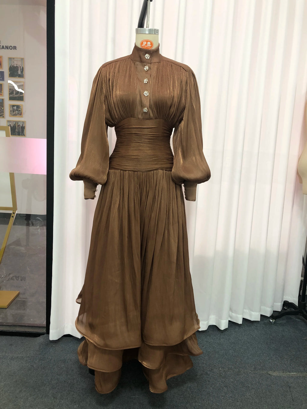 VGH Beach Style Solid Casual Short Dresses For Women Stand Collar Long Sleeve High Waist Spliced Button Chic Dress Female New