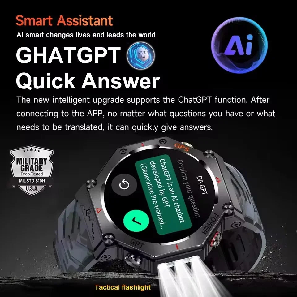 Military Smart Watch T-Rex 3 Bulit-in GPS Compass Altimeter Barometric 10ATM IP69K Waterproof AMOLED Bluetooth Call Smart watch