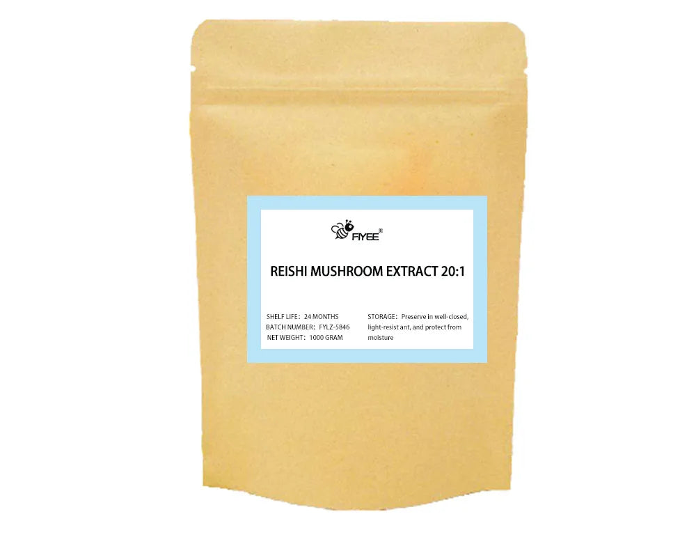 Reishi mushroom extract powder adaptogen supplement in a stand-up pouch.